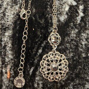 Silver Necklace with Gray Rhinestones